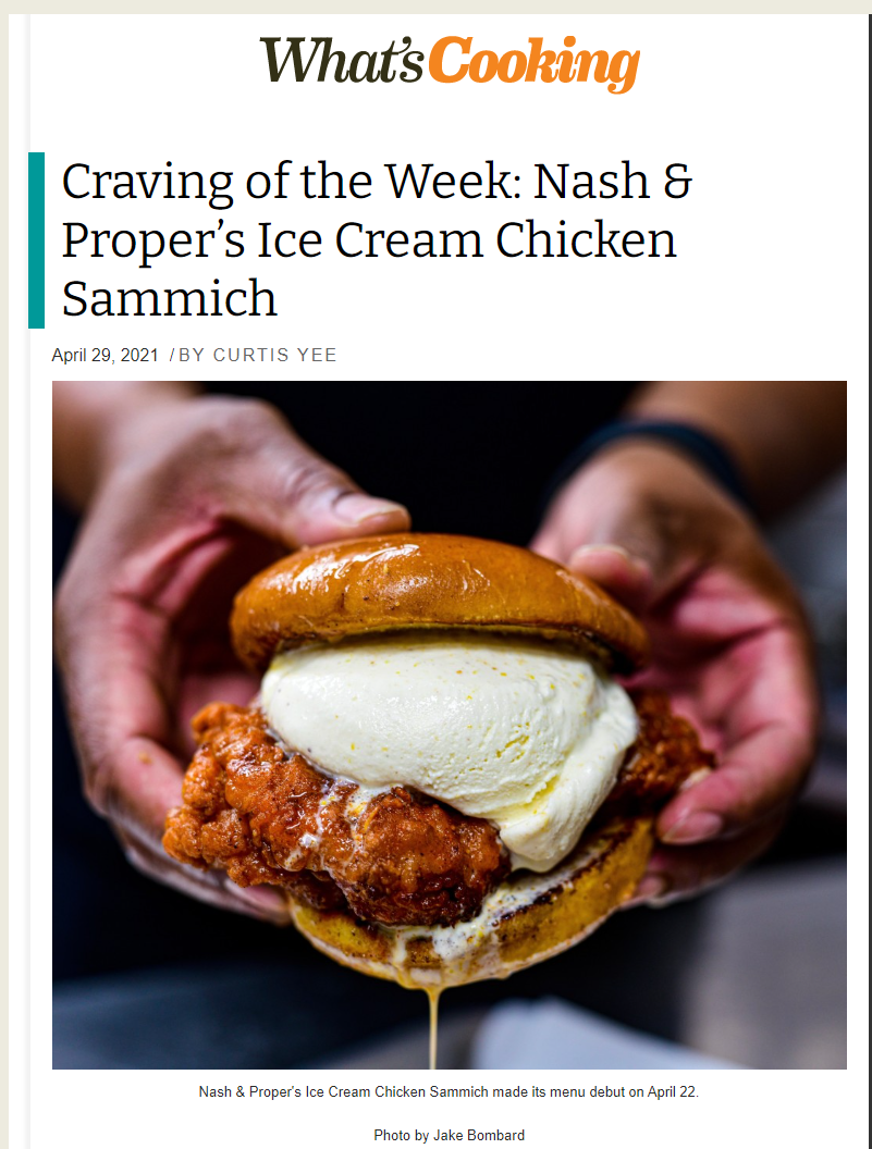 Craving of the Week: Nash & Proper's Ice Cream Chicken Sammich