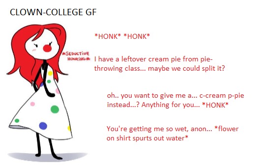 Be cute перевод. Geiru Toneido. Clussy Honk. Clown College meme.