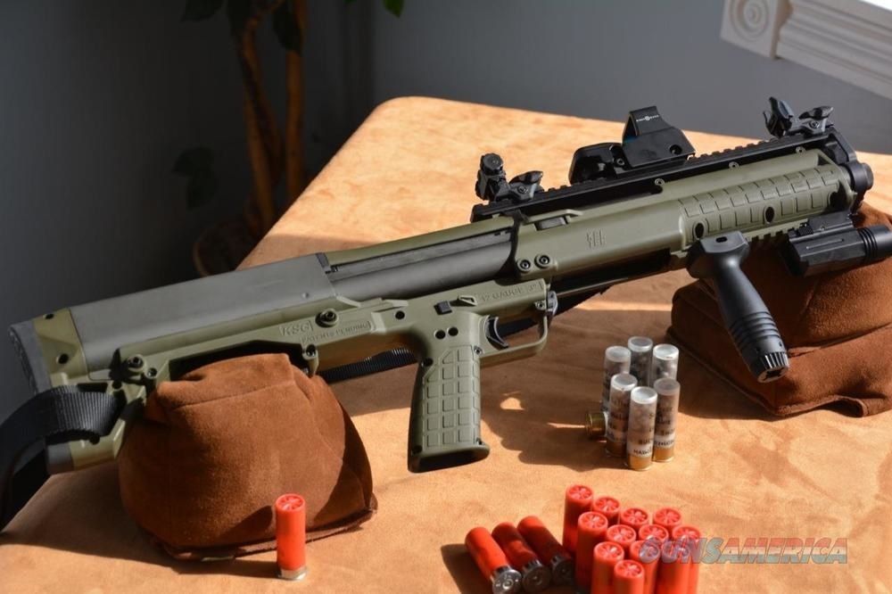Something like that already exists(Keltec KSG), and this standard configura...
