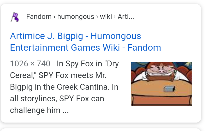 spy fox in dry cereal mr. big pig