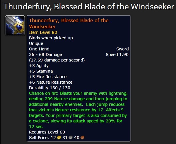 Did Somebody Say Thunderfury Blessed Blade Of The Windseeker Added By Tobeinputlater At Who Would Win