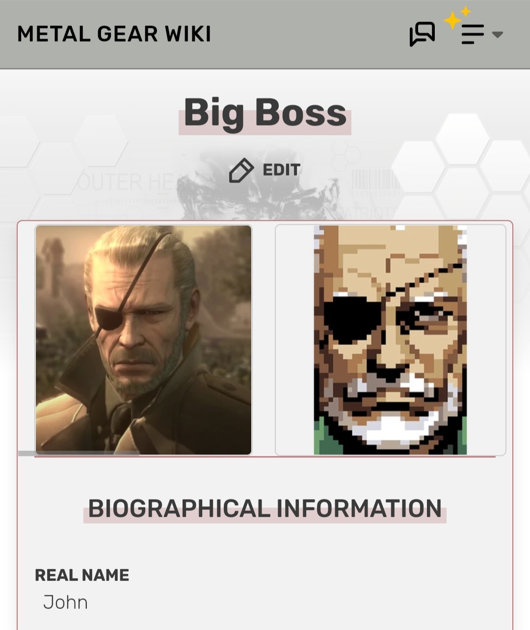 Is Big Bosses name really John Doe? Or is Kojima making a joke